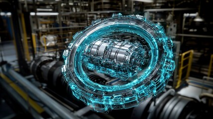 Poster - Factory automation 3D model of industrial engine