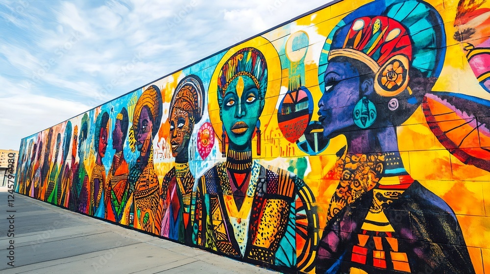 Large mural on a city wall painted during Black Awareness Day ...