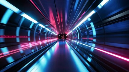 Poster - Futuristic neon tunnel journey with dynamic light streaks and vibrant colors
