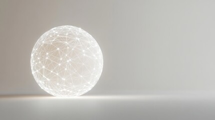 Poster - Abstract glowing sphere with connected lines and dots on surface
