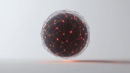 Poster - Abstract Geometric Sphere with Connected Nodes and Glowing Lights