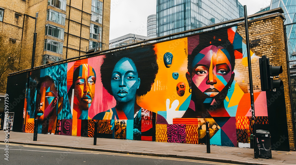 Large mural on a city wall painted during Black Awareness Day ...