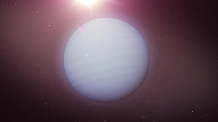 Wall Mural - Uranus illuminated by cosmic light.
A serene depiction of Uranus, the ice giant, radiating its soft blue hues, with light beams cutting through the starry cosmic expanse.

