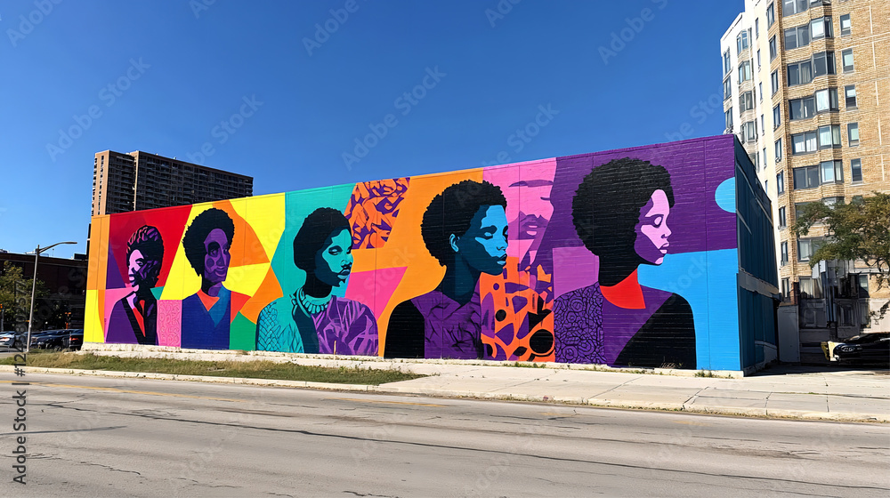 Large mural on a city wall painted during Black Awareness Day ...