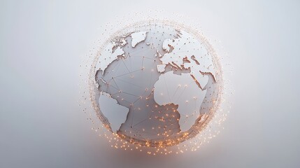 Poster - 3d abstract globe with connected lines and glowing points