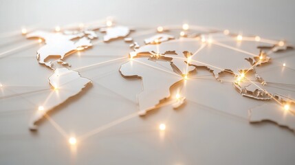 Poster - Global Connection Concept with Light Spots on World Map Design