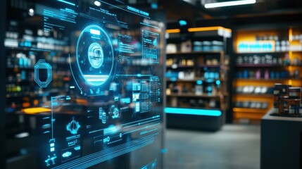 Poster - High-Tech Digital Interface Display in Modern Retail Environment