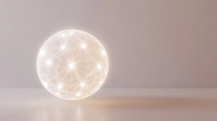 Wall Mural - glowing sphere with connected lines and light points on surface
