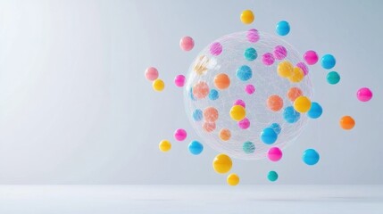 Poster - Colorful Spheres Floating in 3D Space with Abstract Background