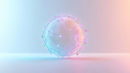 Poster - Abstract Sphere with Colorful Nodes and Connections in 3D Space