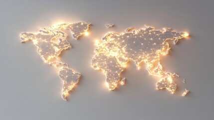 Poster - Illuminated Network Map of the World with Bright Connections