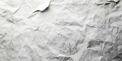 Poster - Crumpled white paper texture background with soft gray shadows and uneven creases creating a vintage and artistic feel ideal for layouts.