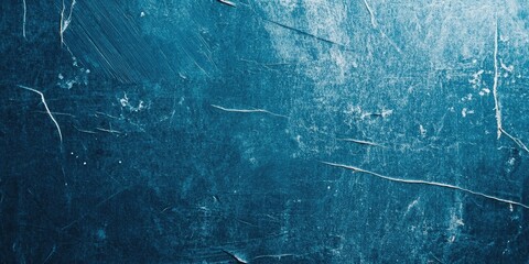 Poster - blue scratched linoleum wall texture with subtle white streaks and markings. ideal for backgrounds, 