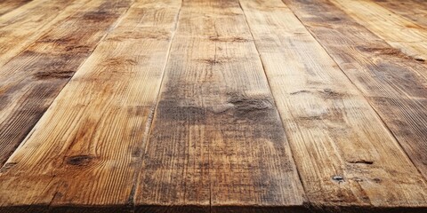 Poster - Rustic wooden floor planks in warm browns and subtle grays, diagonally arranged with visible grain texture, ideal for background or decor themes.