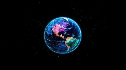Wall Mural - Stunning Colorful Globe with Detailed View of North and South America