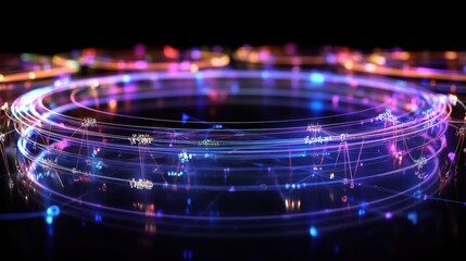Poster - Colorful Abstract Light Trails in Circular Motion on Black Background