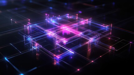 Poster - Abstract glowing network design with vibrant light effects