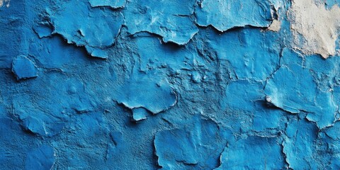 Aufkleber - Textured blue weathered wall with peeling paint showcasing various shades of blue and rough surface, ideal for backgrounds or artistic themes.