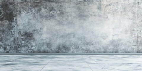 Aufkleber - Gray concrete wall backdrop with subtle texture and shadow effects, featuring an empty space on the floor for product or text placement.