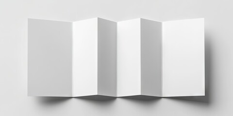 Poster - Top view of three blank white tri-fold brochures arranged side by side on a light gray background, showcasing clean and minimalistic presentation design.