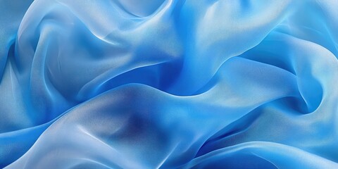 Leinwandbilder - Close up of translucent blue aquamarine fabric with wavy patterns showcasing soft textures and smooth layers in various shades of blue