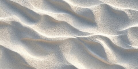Poster - Gentle undulating white sand texture with soft shadows creating a serene beach atmosphere perfect for calming design backgrounds.