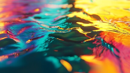 Fototapete - Abstract Vibrant Liquid Surface with Colorful, Swirling Waves