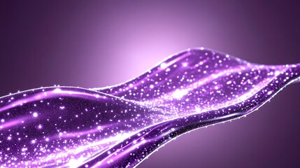 Poster - Abstract Purple Glittering Wave with Sparkling Particles