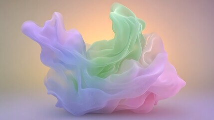 Poster - Abstract Pastel-Colored 3D Render of Flowing, Woven Fabric