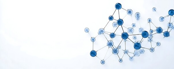 Poster - Abstract Molecular Structure: Interconnected Blue Spheres and Lines