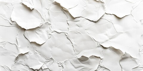 Fototapete - Crumpled white paper texture featuring irregular folds and shadows in soft white tones, providing a subtle and artistic background effect.