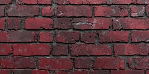 Fototapete - Red brick wall texture featuring rough, worn surfaces with visible mortar joints and a slightly faded appearance for rustic aesthetic appeal.