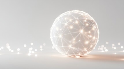 Poster - Abstract Sphere with Glowing Lines and Dots on Light Background