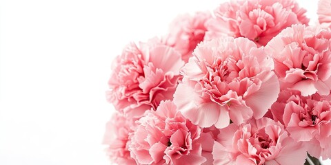 Aufkleber - Delicate pink carnation bouquet arranged in a cluster against a clean white background showcasing soft hues and intricate petal details.