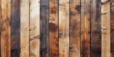 Poster - Rustic wooden texture backdrop with dark and light brown wooden planks arranged vertically creating a natural weathered look for design purposes