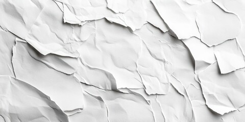 Aufkleber - Crumpled white paper texture with varying shades of white and soft shadows, creating depth in a dynamic abstract composition.