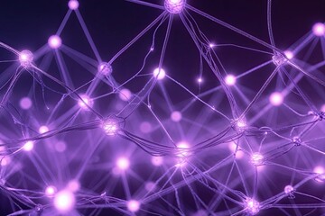 Poster - Violet Artistic Network Threads Highlighting Connection and Communication in Modern Digital Cyberspace
