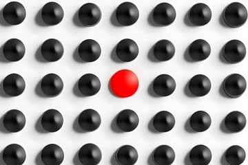 Poster - Vibrant Red Dot: Minimalist 3D Sphere, Bold Graphic Design Element. Perfect for presentations, websites, branding, and marketing materials. Clean,    