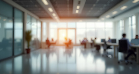 Wall Mural - blurred empty open space office. abstract light bokeh at office interior background for design