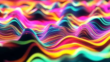 Poster - Vibrant neon waveforms undulating in abstract harmony