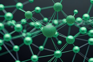 Poster - Digital Networking Visualization with Mint Green Dots and Lines