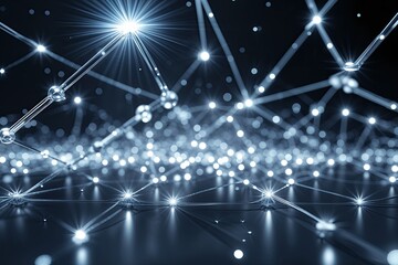 Poster - Radiant Silver Dots Illuminating Networking Lines in Modern Technology Design