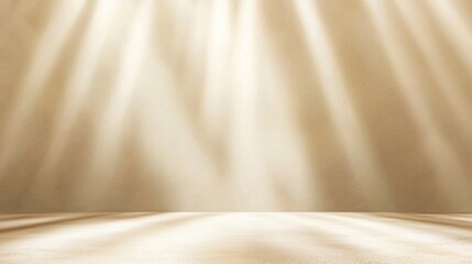 Poster - Warm golden light envelops an empty stage, creating a tranquil ambiance perfect for artistic expressions. The gentle beams highlight textures, inviting imagination and creativity