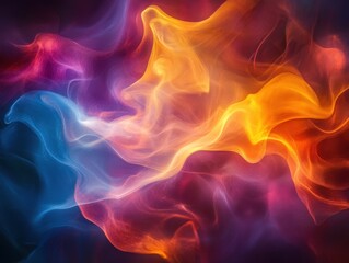 Wall Mural - Colorful smoke background with zen papaya and abstract energy shapes for design and creativity