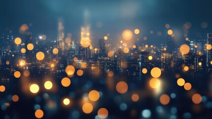 Poster - A night-time futuristic cityscape with golden lights illuminating the skyline, creating a sense of depth and motion through a blurred foreground.