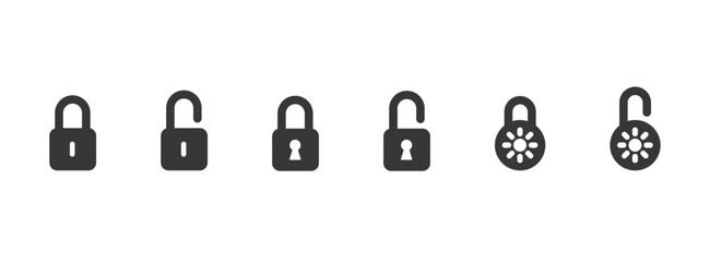 lock open and lock closed icons. lock icon set. padlock open and closed. locked and unlocked icon. s