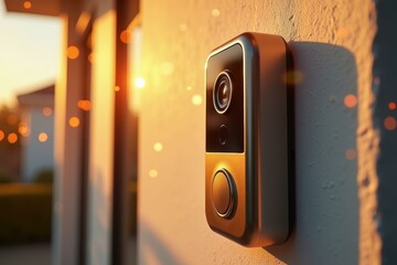 Poster - Door handle of smart home security device on wall