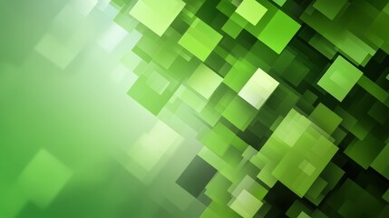 Poster - Green cubes interlocking with geometric precision, creating digital pattern revealing depth and technological movement against clean background