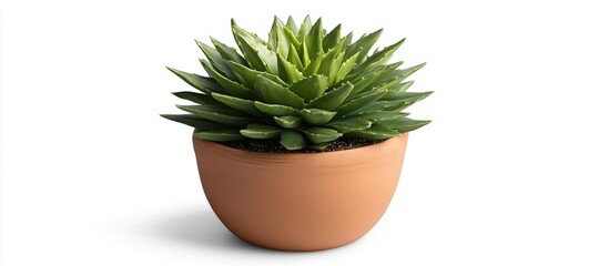 Sticker - Aloe Vera Plant in Terracotta Pot against White Background for Home Decor and Wellness Themes