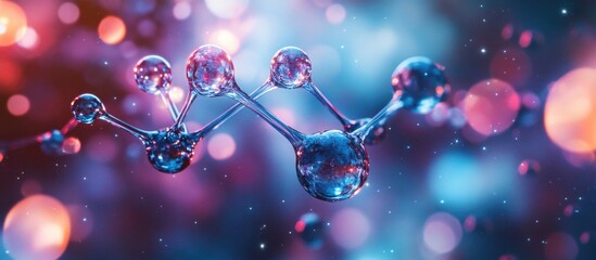 Aufkleber - abstract molecular structure with water bubbles and macro shot highlighting air molecules in a vibra